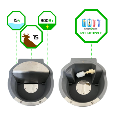 ПОИЛКА С ПОДОГРЕВОМ ДЛЯ ЛОШАДЕЙ И КОРОВ ОТКРЫТАЯ 15Л 300ВТ